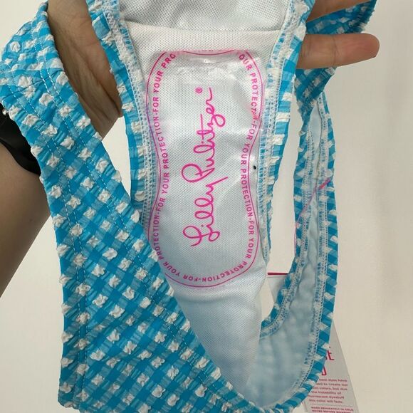 Lilly Pulitzer Pico High Cut Bikini Bottom Plaid Blue Size 2 Turquoise Oasis - Picture 9 of 11